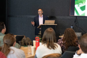 Peter (Kip) Soteres presenting in front of 3R audience