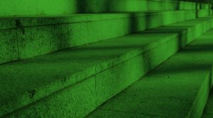 green concrete steps
